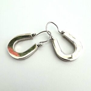 Vintage Sterling Silver Horseshoe Boho Chunkier Hoop Earrings